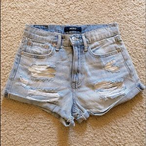 “High Rise Denim Mom Shorts”